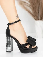 Ženski sandali z debelo peto in platformo 5KV72 Črna | Mei