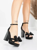Ženski sandali z debelo peto in platformo 5KV72 Črna | Mei