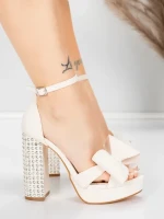 Ženski sandali z debelo peto in platformo 5KV72 Bež | Mei