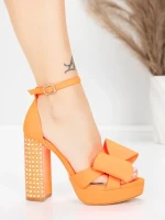 Ženski sandali z debelo peto in platformo 5KV72 Oranžna | Mei