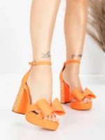 Ženski sandali z debelo peto in platformo 5KV72 Oranžna | Mei