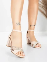 Ženski sandali z debelo peto 5LO8 Svetlo Bež | Mei
