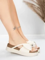 Ženski copati iz pravega usnja TP637-1 Kremna | Formazione