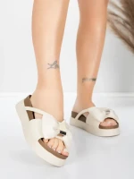 Ženski copati iz pravega usnja TP637-1 Kremna | Formazione