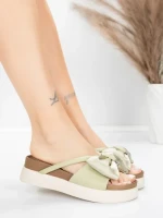 Ženski copati iz pravega usnja TP637-1 Zelena | Formazione