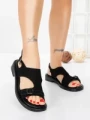 Sandale Dama cu Talpa Joasa 5SY36 BLACK | MEI