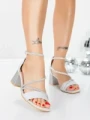 Sandale Dama cu Toc Gros 5JD9 SILVER | MEI
