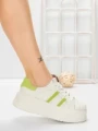 Pantofi Sport Dama din piele naturala P58023 WHITE-GREEN | BERLINER