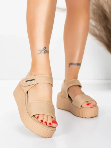 Sandale Dama cu Platforma 5GS56 BEIGE | MEI