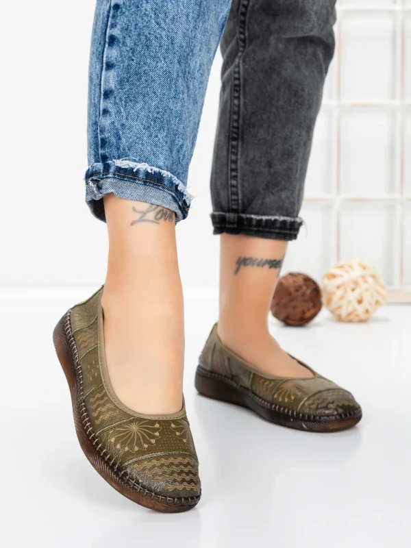 Balerini Dama din piele naturala 2211-2 GREEN | BERLINER