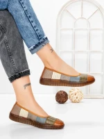 Balerini Dama din piele naturala 2211-1 BROWN-GREEN | BERLINER