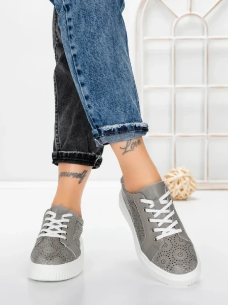 Pantofi Casual Dama din piele naturala KD87983 GREY | BERLINER