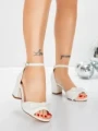Sandale Dama cu Toc Gros 5XKK95 WHITE | MEI