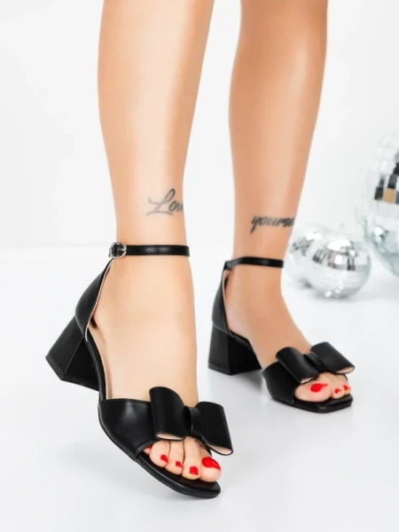 Sandale Dama cu Toc Gros 5GS55 BLACK | MEI