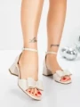 Sandale Dama cu Toc Gros 5GS55 BEIGE | MEI