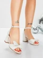 Sandale Dama cu Toc Gros 5XKK90 WHITE | MEI