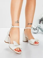 Sandale Dama cu Toc Gros 5XKK90 WHITE | MEI