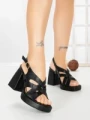 Sandale Dama cu Toc Gros si Platforma A30-98 BLACK | FESTISIMO