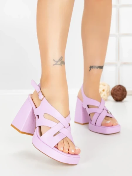 Sandale Dama cu Toc Gros si Platforma A30-98 PURPLE | FESTISIMO