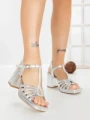 Sandale Dama cu Toc Gros F20-59 SILVER | FESTISIMO