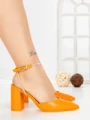 Sandale Dama cu Toc Gros G60-4 ORANGE | FESTISIMO