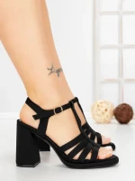 Sandale Dama cu Toc Gros G2433 BLACK | FESTISIMO