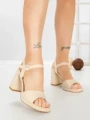 Sandale Dama cu Toc Gros G2432 BEIGE | FESTISIMO