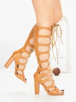 Sandale Dama cu Toc Gros 787K-7 CAMEL | CINK ME