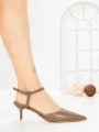 Sandale Dama cu Toc Subtire LE129-8 BROWN | CINK ME