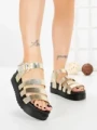 Sandale Dama cu Platforma 98-142 GOLD | VIVIRICH