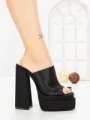 Papuci Dama cu Toc TOT-137 BLACK | L.DAY