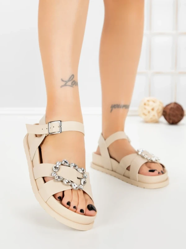Sandale Dama cu Talpa Joasa F52 BEIGE | L.DAY