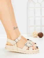 Sandale Dama cu Talpa Joasa F52 BEIGE | L.DAY