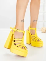 Sandale Dama cu Toc Gros si Platforma TOT-138 YELLOW | L.DAY