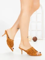 Papuci Dama cu Toc Subtire L6-95-3 CAMEL | ABLOOM