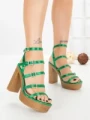 Sandale Dama cu Toc Gros si Platforma Y328-52 GREEN | FESTISIMO
