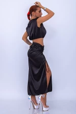 Ženski komplet - krilo in bluza 21541 Črna | Fashion