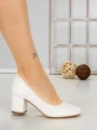 Pantofi cu Toc Gros XKK251A WHITE | MEI