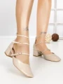 Pantofi cu Toc Gros S-3249 BEIGE | BUONAROTTI