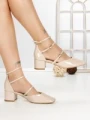 Pantofi cu Toc Gros S-3249 BEIGE | BUONAROTTI