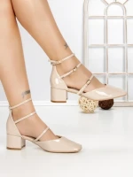 Pantofi cu Toc Gros S-3249 BEIGE | BUONAROTTI