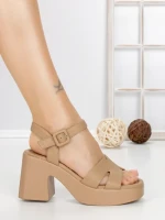 Sandale Dama cu Toc Gros A68339 KHAKI | BUONAROTTI