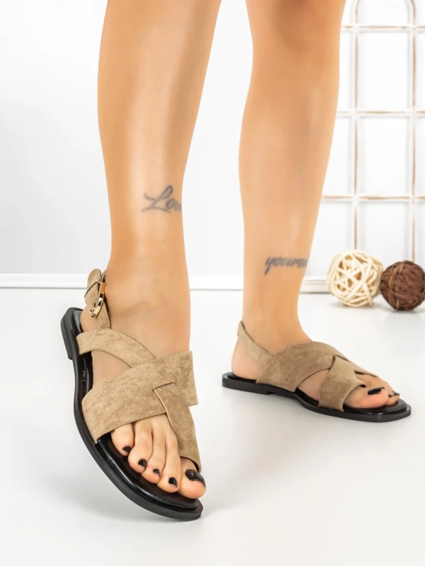 Sandale Dama cu Talpa Joasa 5LE55 KHAKI | MEI