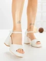 Sandale Dama cu Toc Gros DD-200 WHITE | EMAS