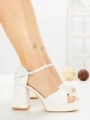 Sandale Dama cu Toc Gros DD-200 WHITE | EMAS