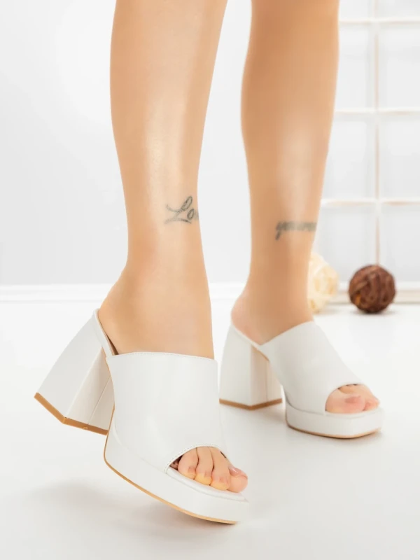 Papuci Dama cu Toc DD-201 WHITE | EMAS