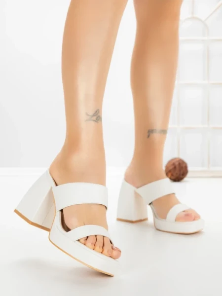 Papuci Dama cu Toc DD-202 WHITE | EMAS