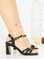 Sandale Dama cu Toc Gros JM791T NEGRO | ANNALISE