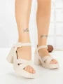 Sandale Dama cu Toc Gros si Platforma A68350 BEIGE | ANDERINA