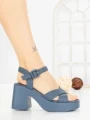 Sandale Dama cu Toc Gros si Platforma A68350 BLUE | ANDERINA